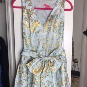 Betsey Johnson Teacup Teal & Gold Party Dress